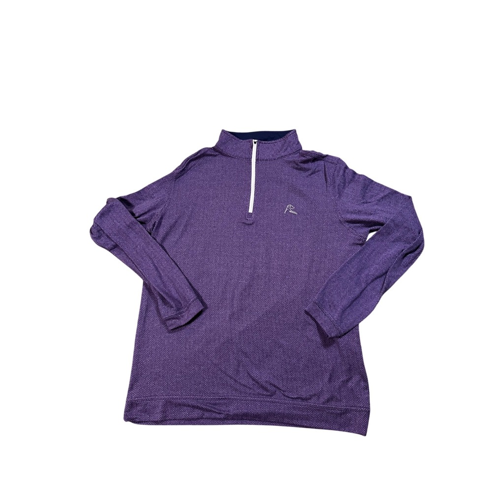 Rhoback Mens Purple Herringbone Quarter Zip Pullover Performance Golf Shirt M